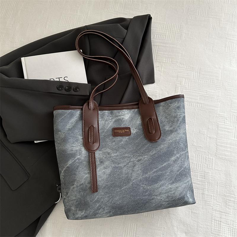 Ретро-сумка-тоут большой вместимости, женская модная фактурная сумка на плечо, простая рабочая сумка для поездок на работу, сращивание