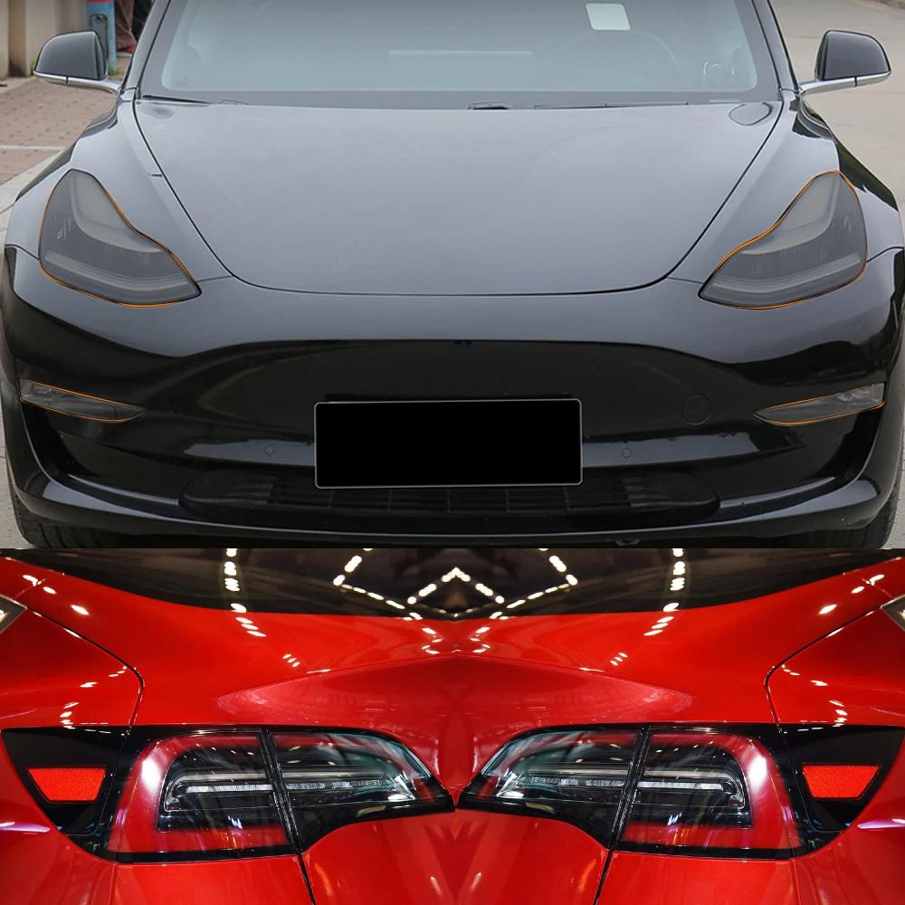 AABLT1 Для Tesla Model 3 Y 2017-2023 ТПУ Черненые Защитная пленка для фар, задних фонарей, противотуманных фар Модификация Черные пленки, меняющие цвет