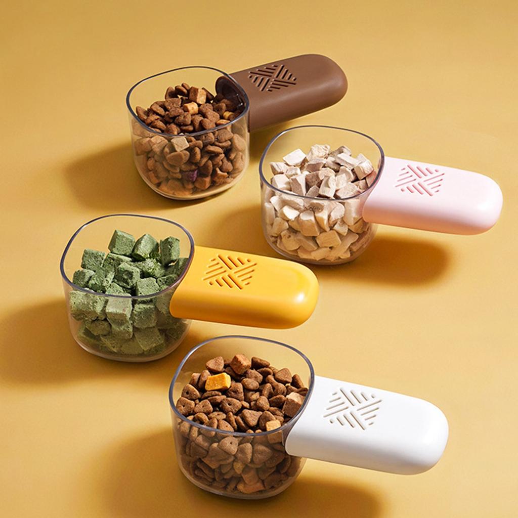 Мерная ложка для домашних животных, Многофункциональная ложка для риса с прозрачным стаканом, Мерная ложка для кошачьего корма с мерной шкалой