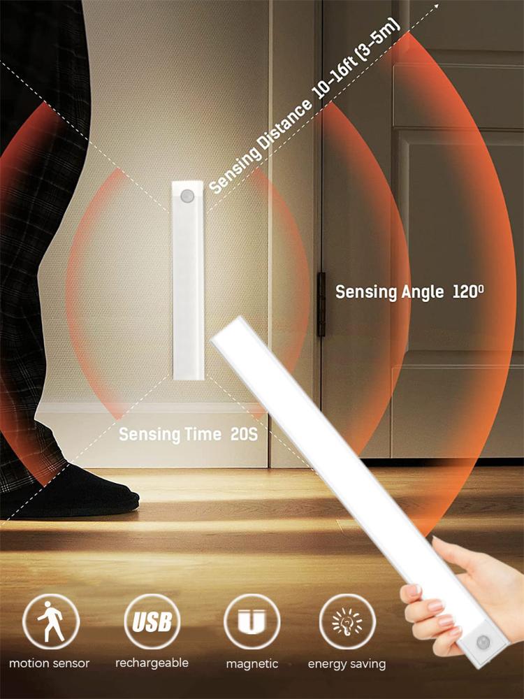 Датчик движения, ночник для шкафа, светодиодное USB-освещение, кухонный шкаф, шкаф, лампа, аккумуляторная магнитная светодиодная лампа
