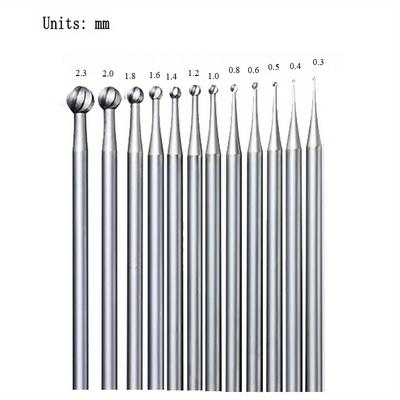Набор шарообразных боров 12 шт., хвостовик 2,35 мм/0,09 дюйма, ювелирные боры, шарообразные гравировальные биты