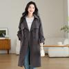 Retro New Loose Compound Styling Silhouette and Thin Temperament Long Trench Coat
