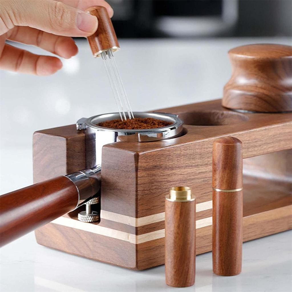 Мешалка для кофейной гущи, инструмент для распределения эспрессо, аксессуар с деревянной ручкой, игла-венчик, дистрибьютор для кофейной гущи