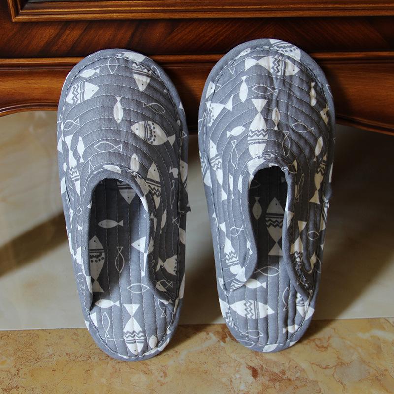 Women's Cotton Foldable Indoor Slippers - Cloth Bottom, Closed Toe, Quiet & Artful Design for All Seasons