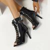 Женская обувь Ботильоны Весна Лето Сандалии Элегантные вечерние Танцы на шесте Гладиаторские туфли с открытым носком Очень высокий каблук Сексуальные Ботильоны Большие размеры