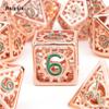 7 Pcs Red Green Gear Wheel Metal Dice Hollow Metal Polyhedral Dice Set Suitable for Role-Playing RPG  Board Game Card Game