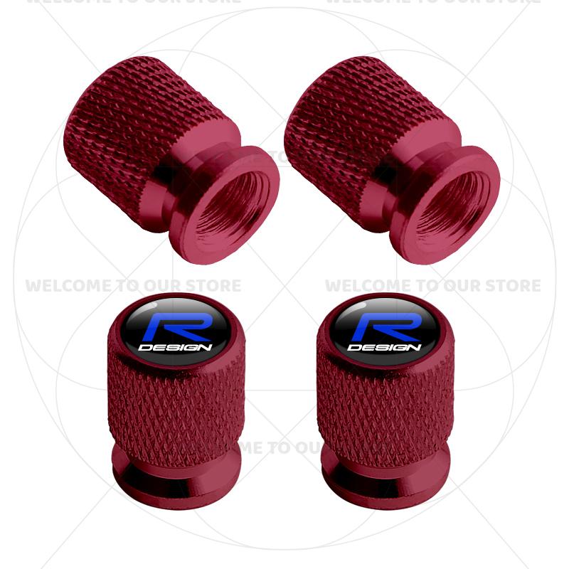 For Volvo R Design Emblem S90 V90 XC60 T8 V70 S60 V60 EX30 Moose 4Pcs Aluminum Car Tire Valve Caps Wheel Stem Air Dust Covers