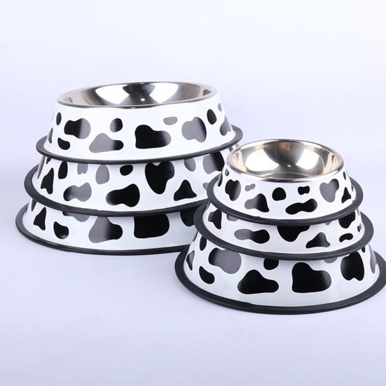 Миска для собаки с принтом, цельная нескользящая поверхность, гладкая, легко чистящаяся, домашний аксессуар из нержавеющей стали