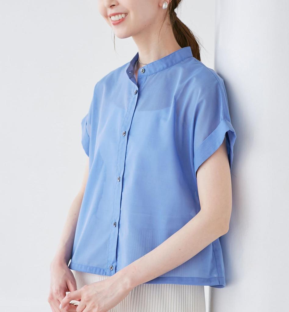 ROPE PICNIC Balloon Hem Blue Women's Blouse, (44)