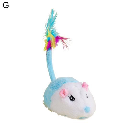 Электрическая мышь, игрушка для кошек, USB-перезаряжаемая интерактивная игрушка для котят с перьевым хвостом, автоматическая движущаяся плюшевая игрушка