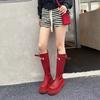 Thick-soled Red High Boots Outdoor Rain Boots New Autumn Rain Shoes But Knee-length Knight Boots Long Boots
