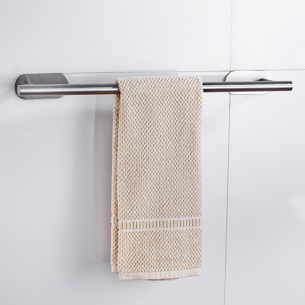 50cm Stainless Steel Bathroom Towel Rack No Drilling Self Adhesive Wall-Mounted Towel Clothes Shelf Holder Hanger Home Bath Rack