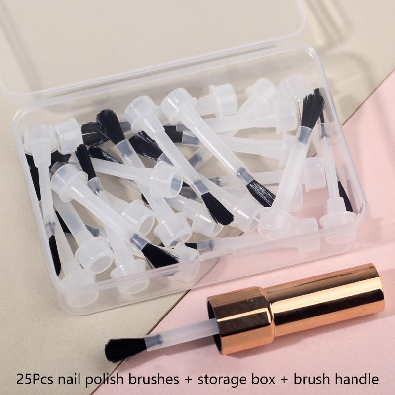 25Pcs/Box Disposable Nail Polish Brush Nail Polish Bottle Replacement Brush Nail Art Brush Liquid Applicators Manicure Tools