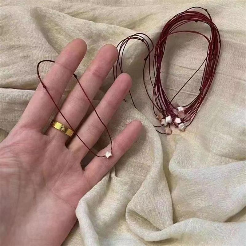 Браслеты Lucky Red Rope Pink Pentagram для женщин, регулируемая цепочка на руку в виде звезды, ювелирные изделия, подарки, аксессуары