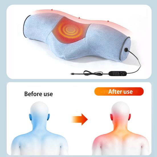 Массажная подушка для защиты шеи, горб, 3-в-1, массажная подушка для тракции, подогреваемая подушка из пены с эффектом памяти для облегчения боли, для использования дома, в общежитии