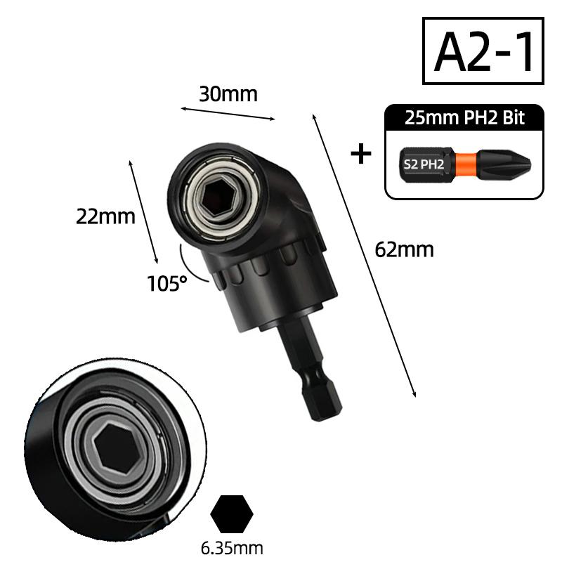 Переходник-головка с углом 105 градусов 1/4 дюйма Удлинитель Шестигранная насадка для дрели Регулируемый держатель для отвертки Шлицевой Phillips Электроинструменты Ручные инструменты