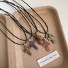 Niche Design Sense Natural Stone Cross Black Rope Necklace Female Simple Sweet Cool Personality Versatile Neck Chain Collarbone Chain