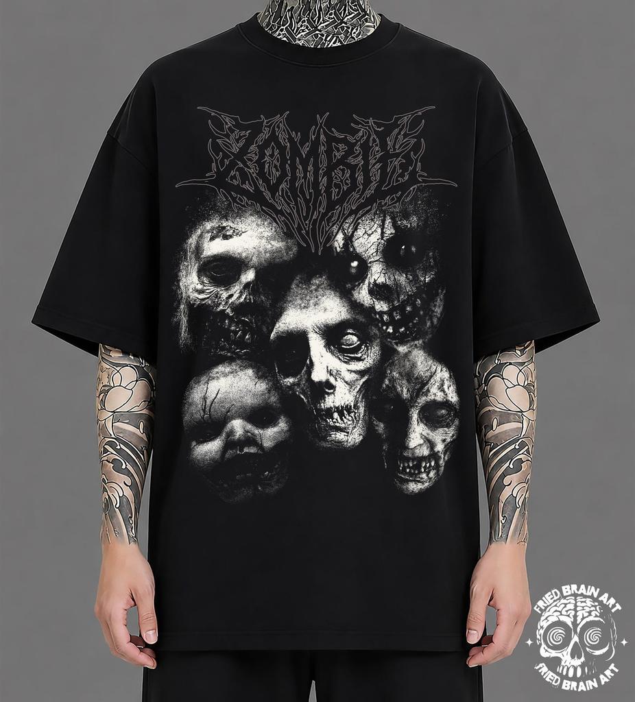 Zombie T-Shirt, Gothic Horror Graphic Tee, Dark Fantasy Streetwear, Heavy Metal Shirt, Spooky Unisex Grunge Apparel