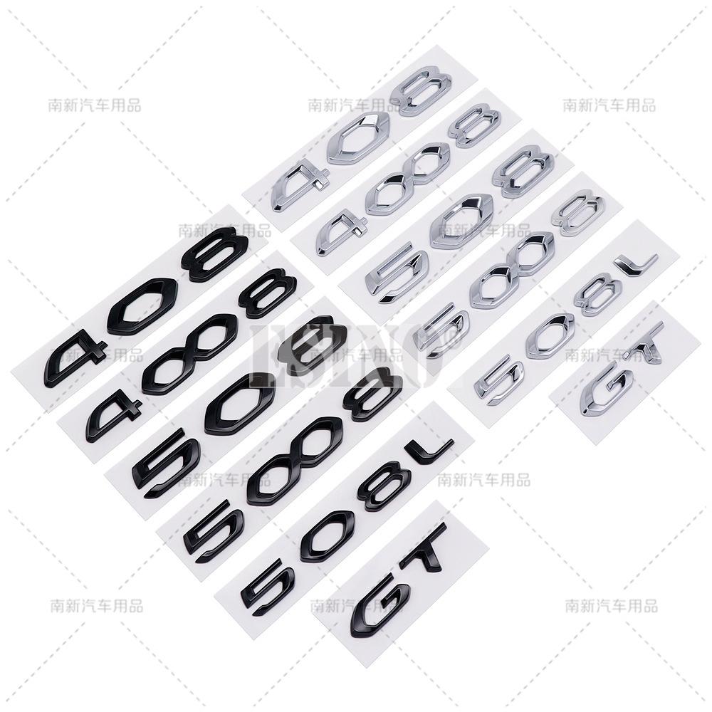 OQUP8 Car Styling 408 508 508L 4008 5008 GT 3D ABS Adhesive Emblem Trunk Badge Fender Sticker Body Decal for Peugeot 408 4008 508 5008