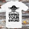 230 г/м² 100% хлопок Пиратский череп Махать мечом Футболка Винтаж Ретро Подарок Мужская Женская Унисекс Мультяшный Аниме Топ Футболка B1130