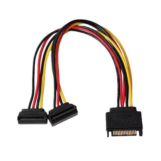 Двойной кабель питания SATA: 15-контактный разветвитель с двойными угловыми и прямыми разъемами