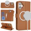 For iPhone 16 Plus Wallet Case Compatible with MagSafe Anti-Drop Detachable PU Leather Phone Cover
