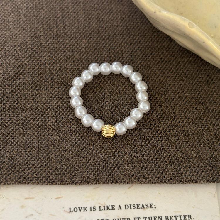 Элегантное Эластичное Кольцо с Жемчугом, Ручной Работы, для Женщин - Модный и Изысканный Пальцевой Аксессуар