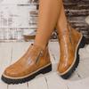 Женские ботильоны из искусственной кожи на щиколотке, модные ботинки на двойной молнии, женские ботильоны на платформе с нескользящей подошвой, весна-осень 2025