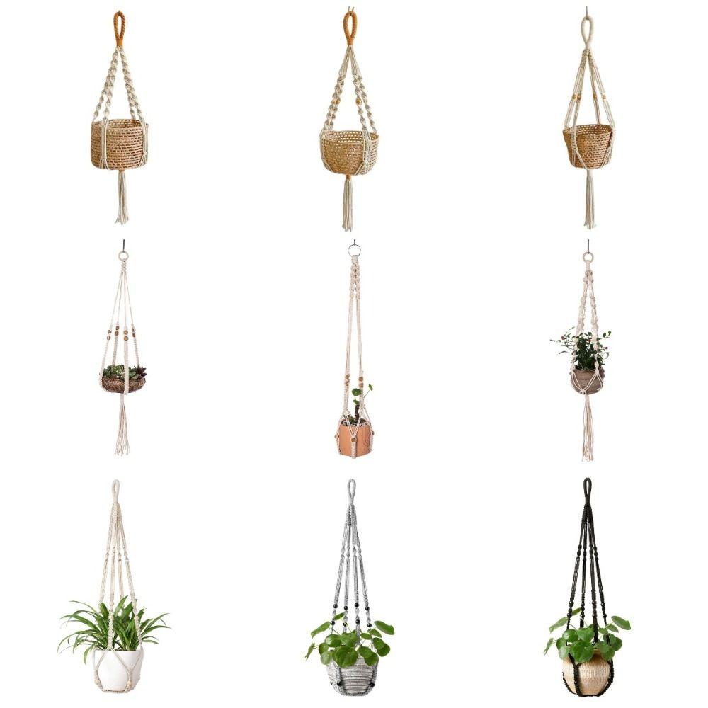 Tray Boho Cotton Rope Hanger Flower Pot Gardening Handmade Plant Hanger Creativity DIY Tassel Hanging Basket Home