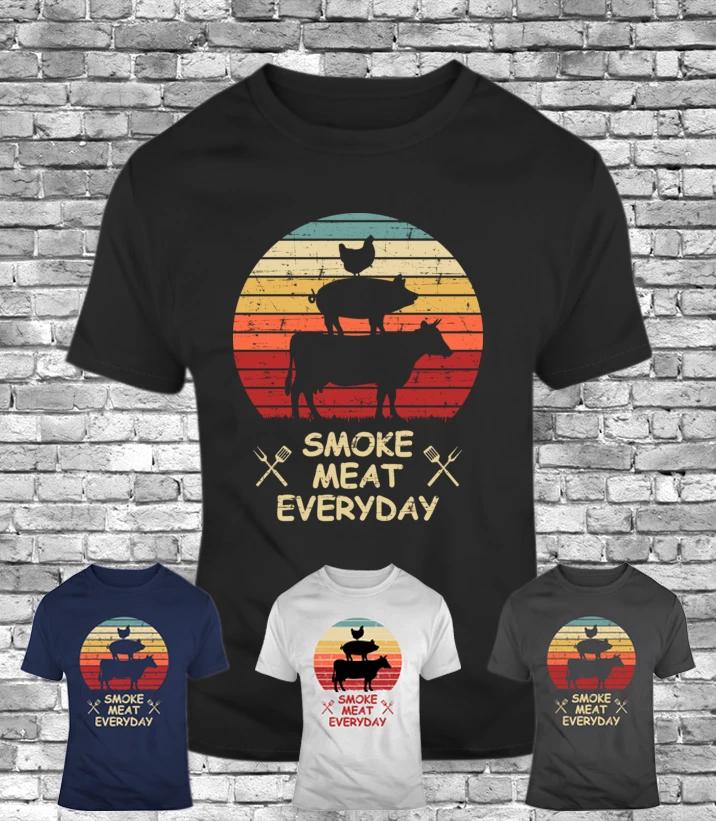 Smoke Meat Everyday Brisket Barbecue Lovers Grilling Retro Funny Gift T-Shirt