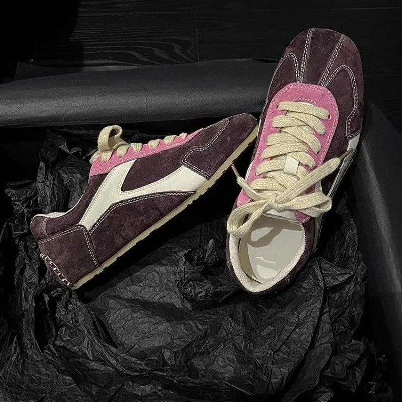 Fashionable Retro German Training Women's Sneakers Autumn New Soft Leather Versatile Outdoor Casual Sports Flat Shoes