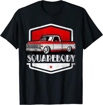 Классический пикап Squarebody с заниженными автомобилями, винтажная футболка унисекс