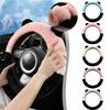 Мягкий плюшевый чехол на руль, зимний утеплитель, 38 см, чехол на руль автомобиля с медвежьими ушками, противоскользящий чехол на ручку, аксессуары для салона автомобиля