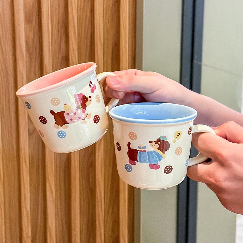 Birthday Gift, Practical Ceramic Mug for Girls, Cute Dachshund Dog Cup for Girlfriends, Children's Souvenir Gift Box.