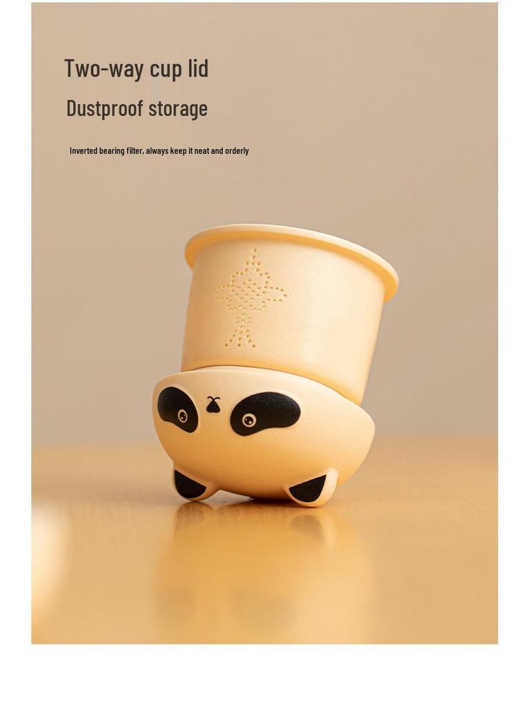 Дорожный чайный набор «Панда»: Портативный чайник и чайные чашки для кемпинга - Элегантный и милый дизайн для дам