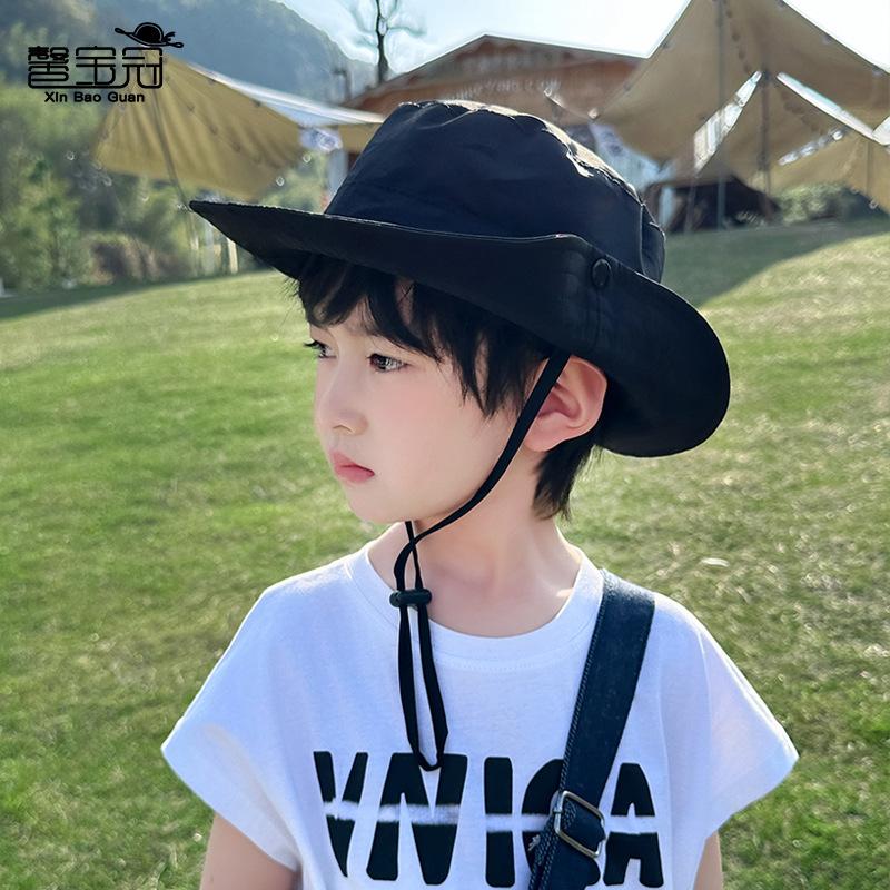 Children's hats summer boys and girls outdoor sunscreen hats quick-drying waterproof breathable sun hat large brim bucket hat