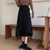Женская черная юбка-миди большого размера, летняя, нестандартная, с высокой талией, юбка-зонтик, средней и длинной длины, для похудения