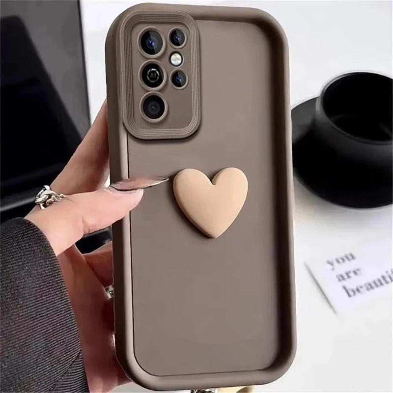 Милый 3D Чехол-Сердечко для Телефона Samsung Galaxy S25 S24 Ultra S22 S23 Plus A53 A52 A54 A15 A35 A55 A06 A36 A56 Силиконовый Чехол