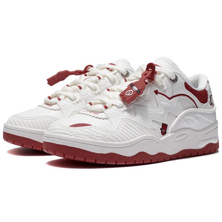 Li Ning CF Tracing Theone Амортизация Скользкая Устойчивая к истиранию Низкие Повседневные Кроссовки Женские Белый Красный AGCT386-1