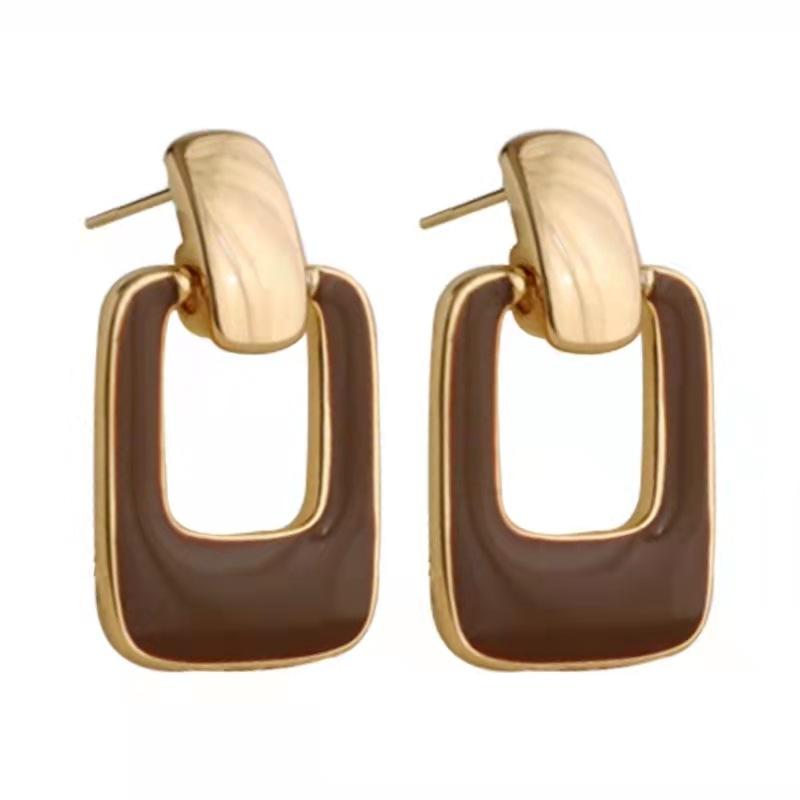Autumn Winter New Brown Earrings Vintage Matte Drop Earrings for Women Metal Fashion Statement Dangle Earring Trend Jewelry