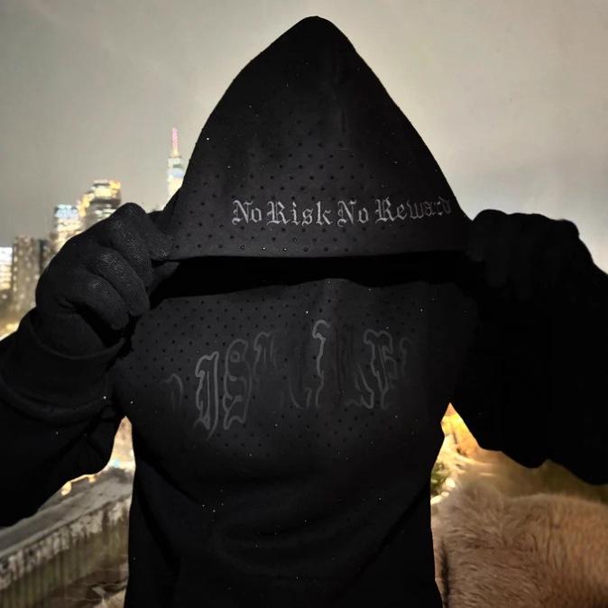 Унисекс черная серия модная толстовка с капюшоном и длинным рукавом 2025