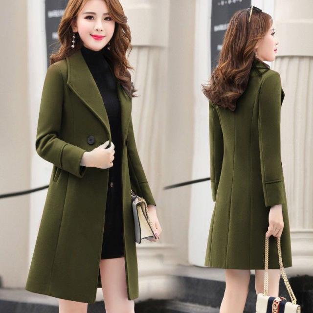 New Spring and Autumn Woolen Coat Female Long Large Size Thick Women Woolen Jacket Slim Lady Clothing Women's Coats