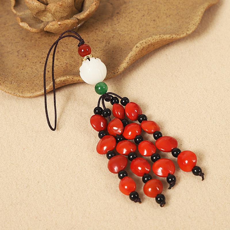 Red Beans & Acacia Bean Bodhi Phone and USB Drive Pendants, Zodiac-Themed Gifts