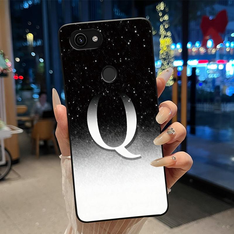 Shiny Starry Sky A-Z Letter Phone Case For Google Pixel 3a Soft Silicone Black Case For Google Pixel 3a XL Anti-scratch Casing