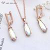 Elegant Korean Fashion Water Drop Jewelry Sets Rose Gold Color Dangle Earrings For Women Luxury Pendant Necklace