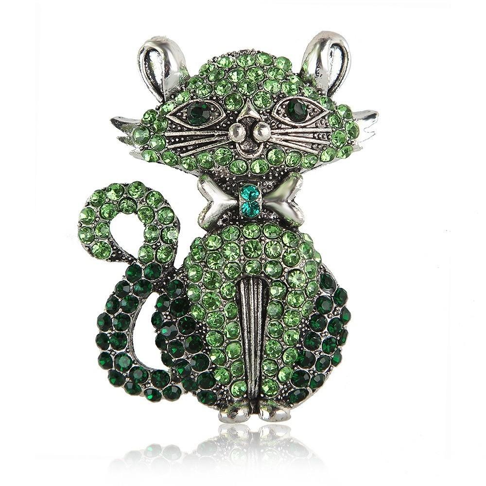 Lovely Design Cat Brooches Rhinestone Vintage Pin Feminine Style Animal Brooch Party Accessories