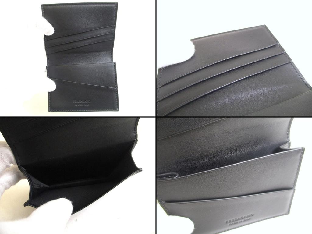 Аутентичная визитница из серебристо-черной кожи с логотипом Salvatore Ferragamo #a543 восстановленная
