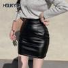 Black Mini Pu Leather Skirts Women Korean Fashion High-Waisted Elasticity Punk Style Bodycon Goth Sexy Skirt Female Faldas