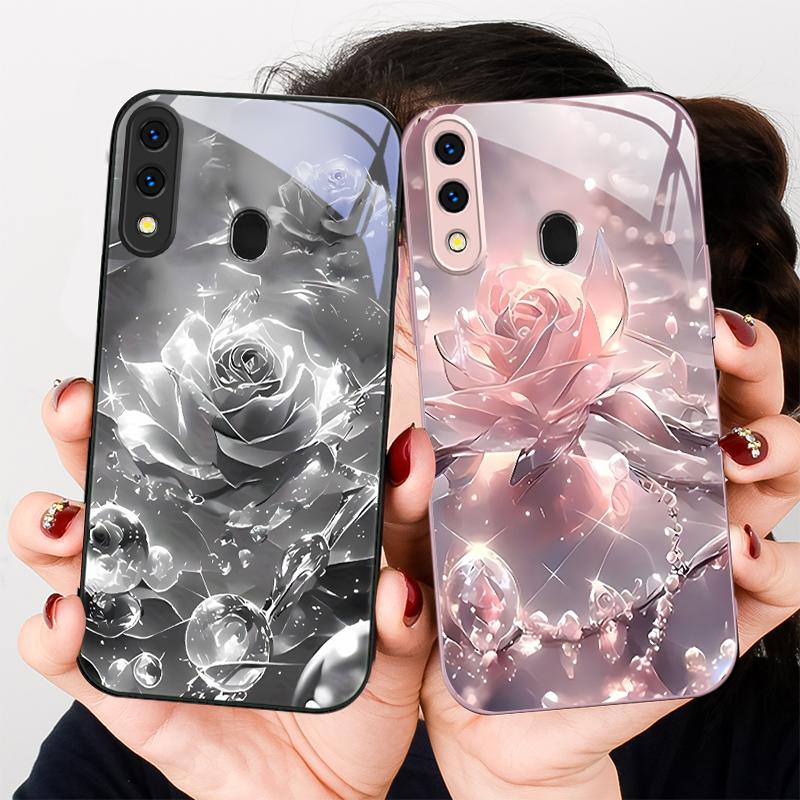 Розы цвета ледяного кристалла Для Samsung A20 30 22 23 24 25 26 31 32 33 34 35 42 50 51 52 53 54 55 56 70 71 72 73 стеклянный чехол для телефона