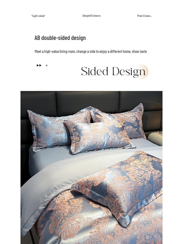 Европейский Хлопковый Сатин Жаккард 4-Предметный Комплект Постельного Белья, Дружелюбный к Коже